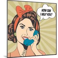 Woman Chatting on the Phone, Pop Art Illustration-Eva Andreea-Mounted Art Print