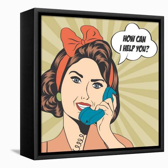 Woman Chatting on the Phone, Pop Art Illustration-Eva Andreea-Framed Stretched Canvas