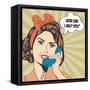 Woman Chatting on the Phone, Pop Art Illustration-Eva Andreea-Framed Stretched Canvas