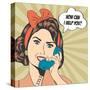 Woman Chatting on the Phone, Pop Art Illustration-Eva Andreea-Stretched Canvas