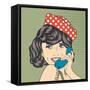 Woman Chatting on the Phone, Pop Art Illustration-Eva Andreea-Framed Stretched Canvas