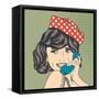 Woman Chatting on the Phone, Pop Art Illustration-Eva Andreea-Framed Stretched Canvas