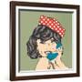 Woman Chatting on the Phone, Pop Art Illustration-Eva Andreea-Framed Art Print