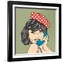 Woman Chatting on the Phone, Pop Art Illustration-Eva Andreea-Framed Art Print