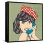 Woman Chatting on the Phone, Pop Art Illustration-Eva Andreea-Framed Stretched Canvas