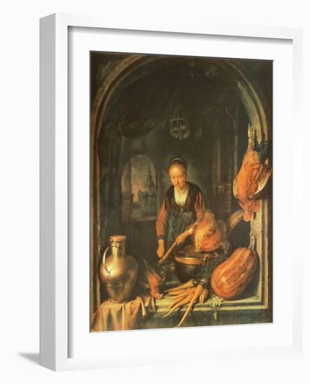 Woman Cleaning Carrots-Gerard Dou-Framed Collectable Print