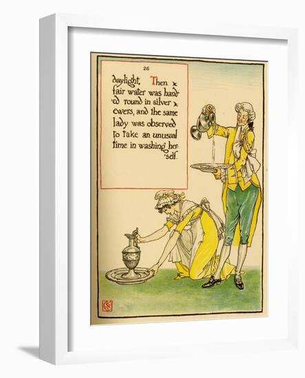 Woman Cleanses Herself With A Ewer Of Water-Walter Crane-Framed Art Print