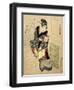 Woman Climbing the Stairs Holding a Lamp and a Box-Utagawa Sadakage-Framed Giclee Print