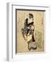 Woman Climbing the Stairs Holding a Lamp and a Box-Utagawa Sadakage-Framed Giclee Print