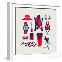 Woman Clothes And Accessories-yemelianova-Framed Premium Giclee Print