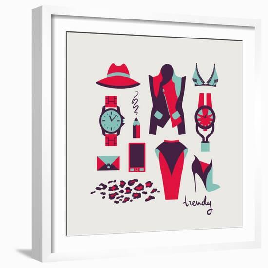 Woman Clothes And Accessories-yemelianova-Framed Premium Giclee Print