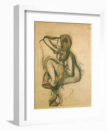 Woman Combing Her Hair-Edgar Degas-Framed Giclee Print