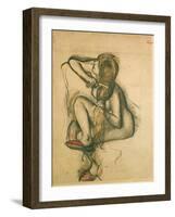 Woman Combing Her Hair-Edgar Degas-Framed Giclee Print