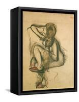 Woman Combing Her Hair-Edgar Degas-Framed Stretched Canvas