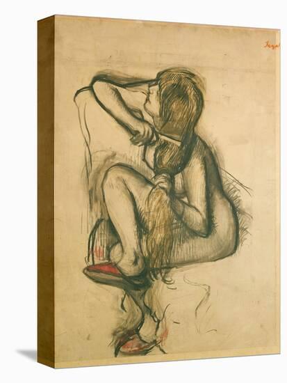 Woman Combing Her Hair-Edgar Degas-Stretched Canvas