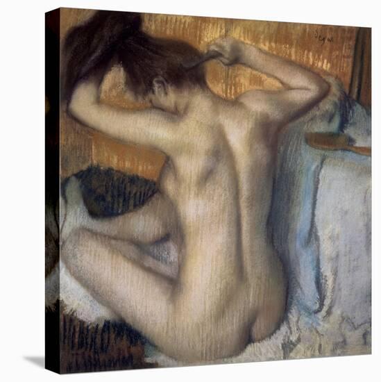 Woman Combing Her Hair-Edgar Degas-Stretched Canvas