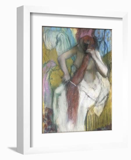 Woman Combing Her Hair-Edgar Degas-Framed Giclee Print