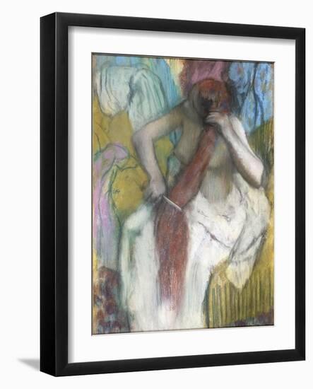 Woman Combing Her Hair-Edgar Degas-Framed Giclee Print