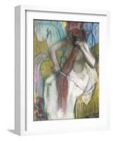 Woman Combing Her Hair-Edgar Degas-Framed Giclee Print