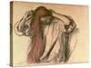 Woman Combing Her Hair-Edgar Degas-Stretched Canvas