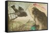 Woman Communing with Starling-null-Framed Stretched Canvas