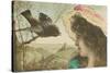 Woman Communing with Starling-null-Stretched Canvas