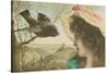 Woman Communing with Starling-null-Stretched Canvas