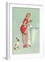 Woman Cooking in Short Skirt-null-Framed Art Print