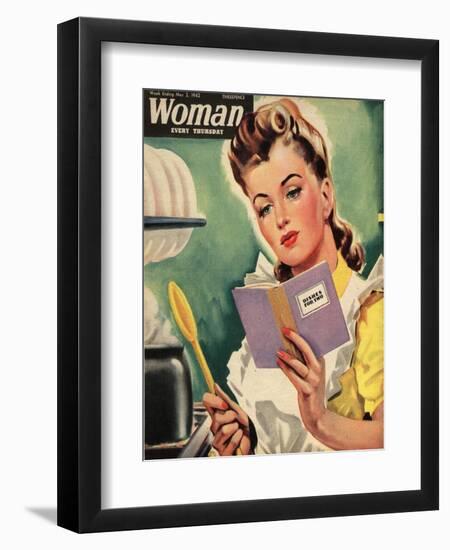 Woman, Cooking, Women at War Magazine, UK, 1942-null-Framed Giclee Print