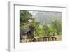 Woman Crossing Bridge with Bicycle to Temple, Tam Coc Nr Ninh Binh, Nr Hanoi, Vietnam-Peter Adams-Framed Photographic Print