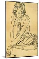 Woman Crouching, 1918-Egon Schiele-Mounted Premium Giclee Print