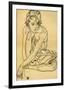 Woman Crouching, 1918-Egon Schiele-Framed Premium Giclee Print