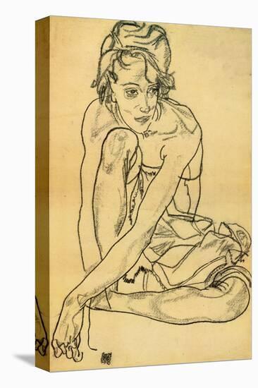 Woman Crouching, 1918-Egon Schiele-Stretched Canvas