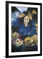 Woman Crying in Front of Men in Chains, Detail, Mural in Orgosolo, Sardinia, Italy-null-Framed Giclee Print