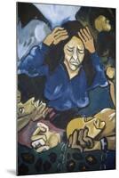Woman Crying in Front of Men in Chains, Detail, Mural in Orgosolo, Sardinia, Italy-null-Mounted Giclee Print