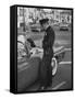 Woman Crying to a Police Officer after Car Accident-null-Framed Stretched Canvas