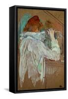 Woman Curling Her Hair-Henri de Toulouse-Lautrec-Framed Stretched Canvas