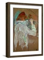 Woman Curling Her Hair-Henri de Toulouse-Lautrec-Framed Giclee Print