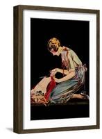 Woman Cuts a Dress Patter with Her Scissors-Modern Priscilla-Framed Art Print