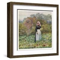 Woman Cuts Cabbages-Helen Allingham-Framed Art Print