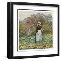 Woman Cuts Cabbages-Helen Allingham-Framed Art Print