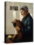 Woman cutting bread, 1879-Christian Krohg-Stretched Canvas