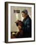 Woman cutting bread, 1879-Christian Krohg-Framed Giclee Print