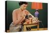 Woman Darning Socks-William P. Gottlieb-Stretched Canvas