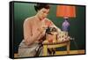 Woman Darning Socks-William P. Gottlieb-Framed Stretched Canvas