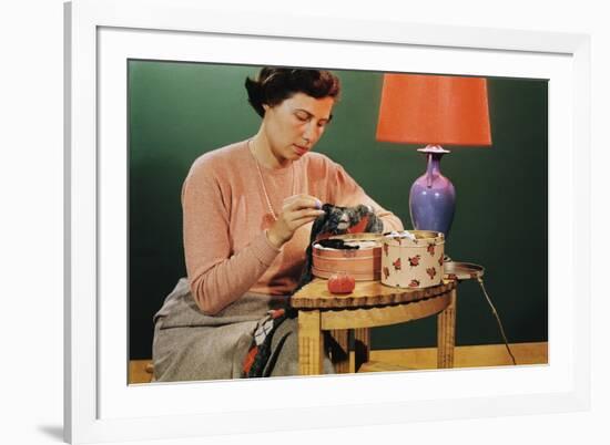 Woman Darning Socks-William P. Gottlieb-Framed Photographic Print