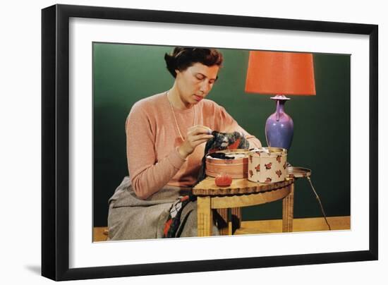 Woman Darning Socks-William P. Gottlieb-Framed Photographic Print