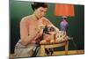 Woman Darning Socks-William P. Gottlieb-Mounted Photographic Print