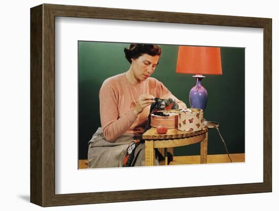 Woman Darning Socks-William P. Gottlieb-Framed Photographic Print