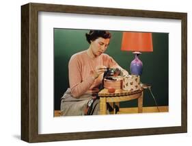 Woman Darning Socks-William P. Gottlieb-Framed Photographic Print